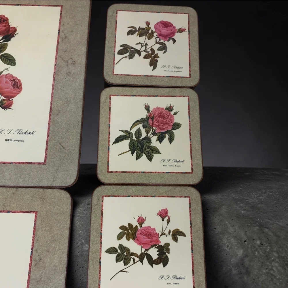 Lot 12 x Pimpernel Redouté Roses Placemats Coasters Cork Back England Botanical